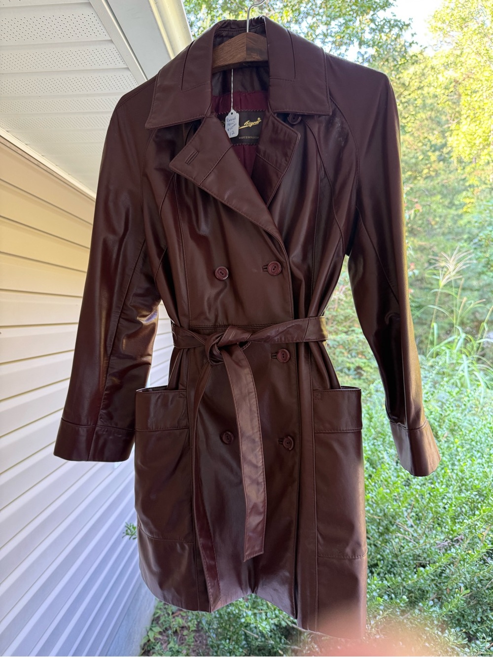 Vintage Etienne Aigner Dark Brown Faux Leather Trench Coat